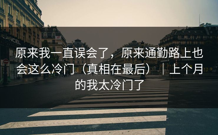 原来我一直误会了，原来通勤路上也会这么冷门（真相在最后）｜上个月的我太冷门了